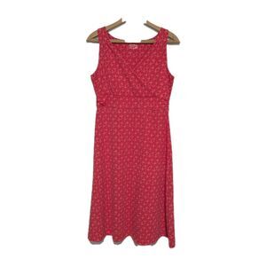Eddie Bauer Travex Aster Crossover Dress Pink Red Circle Print S